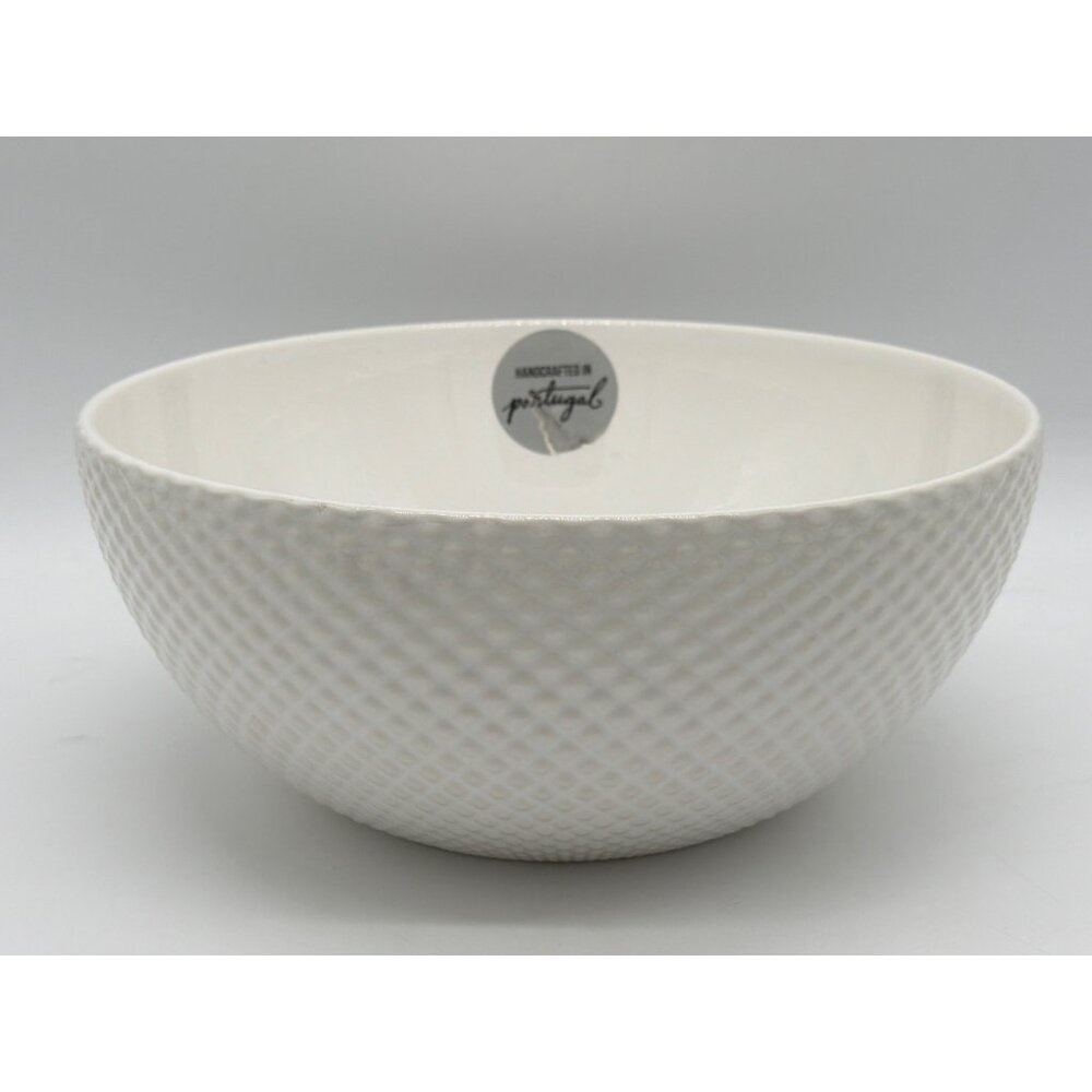White Textured Ceramic Bowl Handcrafted In Portugal Microwave & Dishwasher Safe